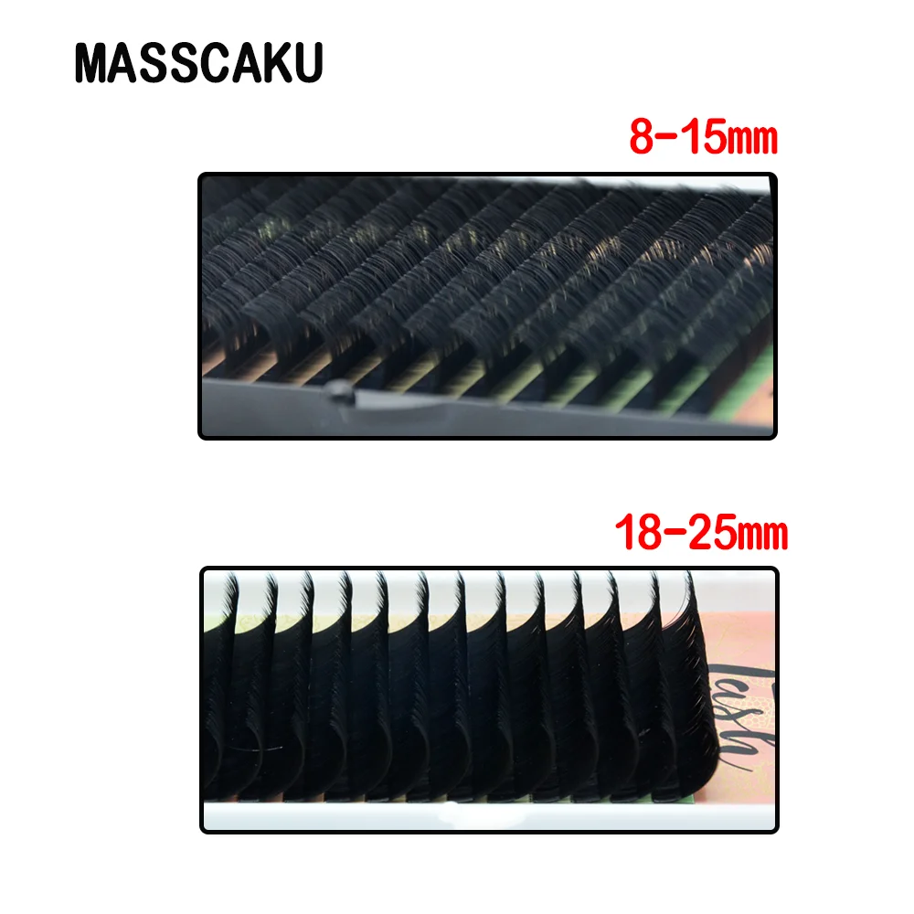 MASSCAKU איכותי רך טבעי מלאכותי מינק הארכת ריסים שחור מבריק ריסים איפור cilia בתפזורת מקצועי