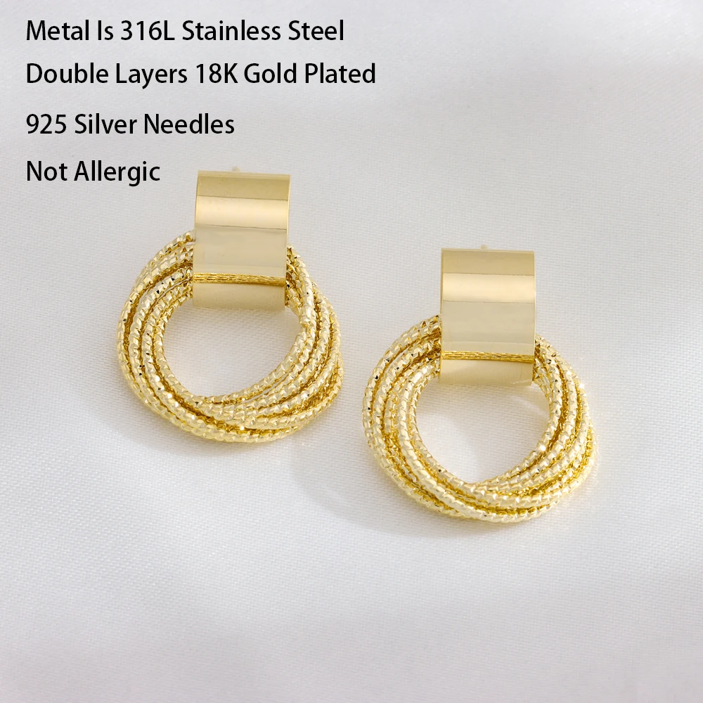 חדש אופנה גבוהה 18K מצופה זהב עגילים לנשים בנות 316L פלדה אל חלד עגיל תכשיטים נקבה האוזן אביזרים