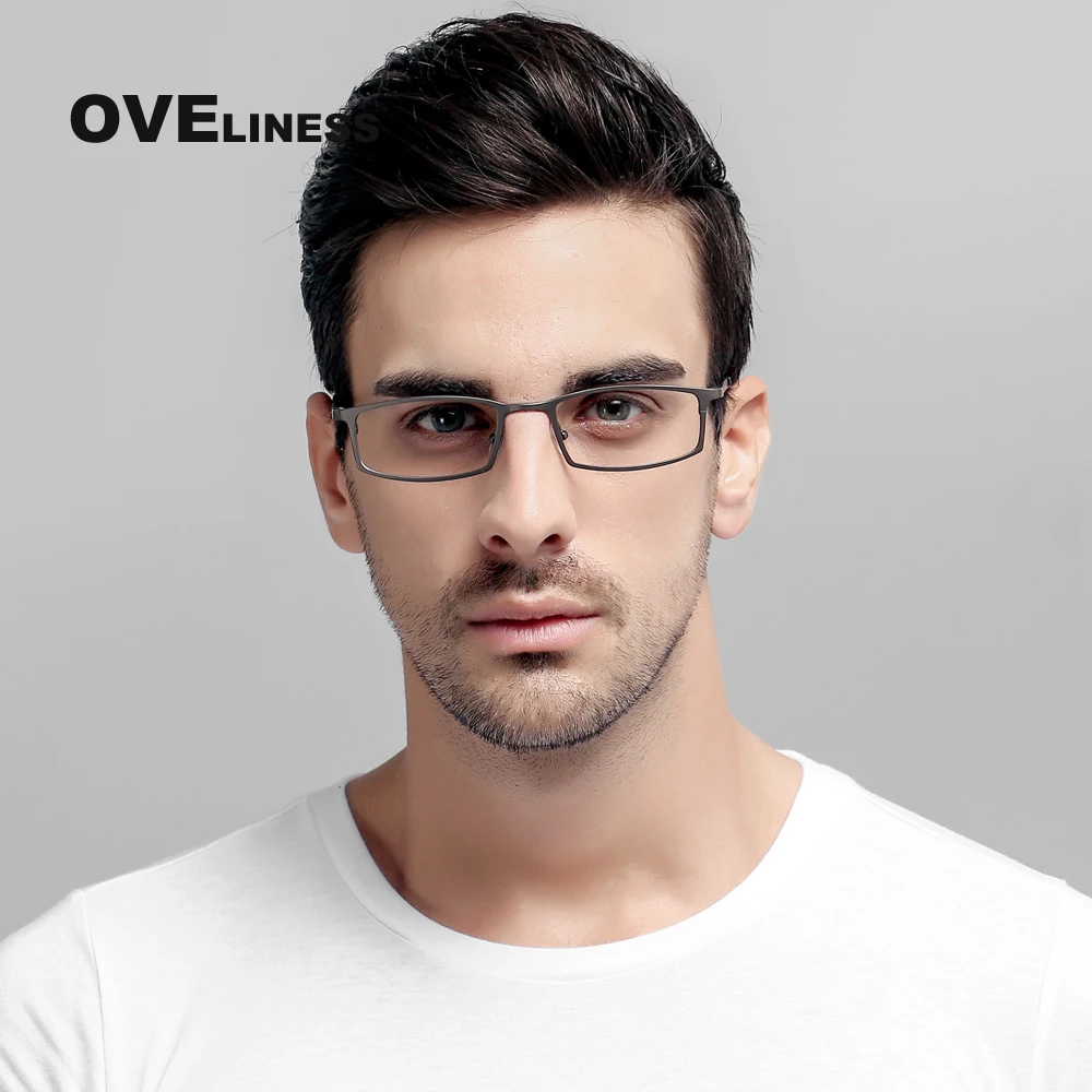 טיטניום כיכר משקפיים מסגרת לגברים מלא רים מתכת משקפיים אופטיים מסגרת זכר קוצר ראייה מרשם מחזה משקפי מסגרות